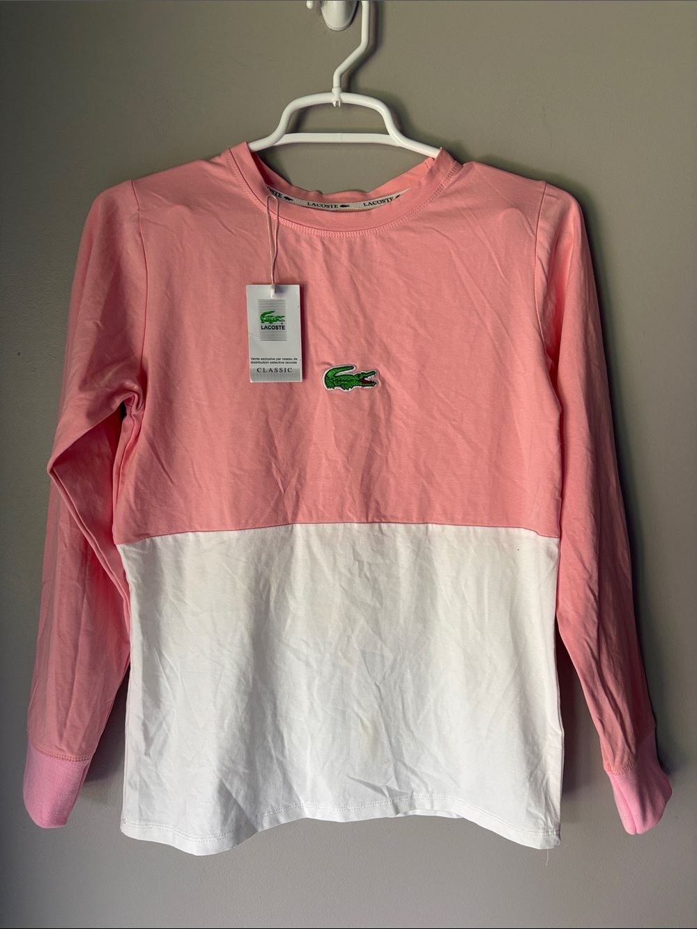 LACOSTE Women’s Pink/White Long Sleeve